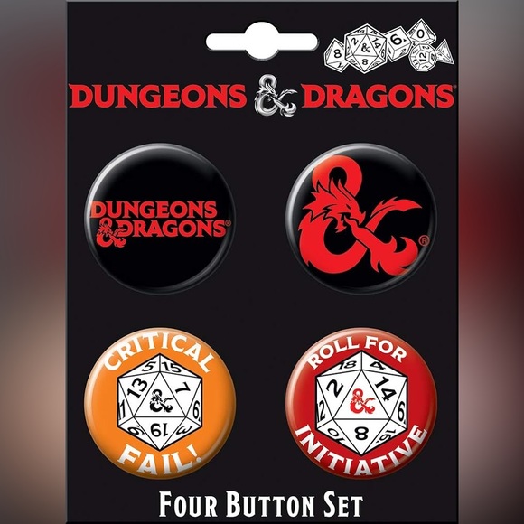 Dungeons & Dragons Button Set - 4 Collectible ATA-Boy button pins - Picture 4 of 5